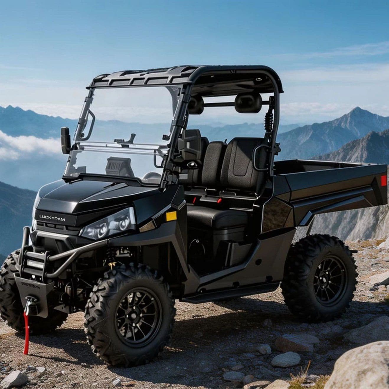 4WD elektrinis UTV, skirtas Farm Ranch 14 colių visureigių padangoms 350 kg savivarčiai
